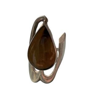 Mexico 925 Sterling Silver Agate Ring Size 7.25